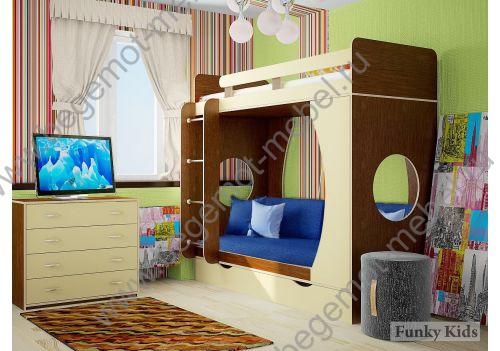 кровать-чердак Фанки Кидз 2 с подушками и наматрасником 