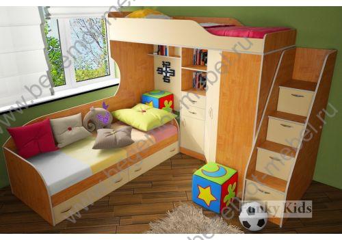 Мебель для двух детей Фанки Кидз 7-1 и кровать 13-7+ тумба лестница Фанки