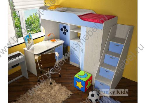 Детская комната для мальчика Фанки Кидз-7-1 + стол13/1+тумба лестница