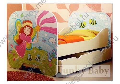 детская кровать с выдвижными ящиками для белья фея