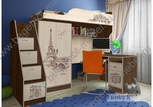 детская мебель Фанки Тревел - кровать и письменный стол 