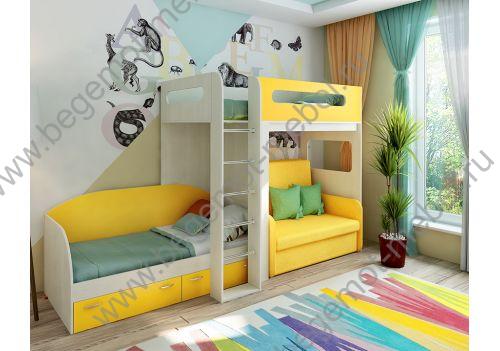 Комплект детская кровать-чердак 24 - нижняя кровать 13/52 Фанки Кидз и раскладной диван Бланес 2