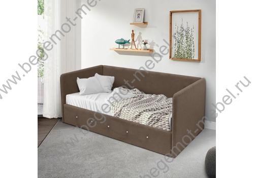 Мягкая кровать Сарта: коричневый цвет обивки