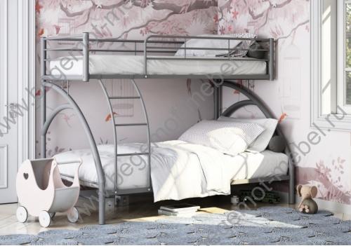 Двухъярусная металлическая кровать Виньола 2 Серая
