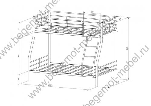 Металлическая кровать Гранада 2 схема с размерами