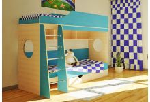 Кровать двухъярусная  Орбита-5 (Дуб кремона /голуб.) - мебель для двоих детей 190х80