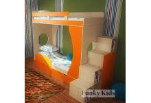 Двухъярусная кровать Фанки Кидз 2 с тумбой-лестницей и бортиком 
