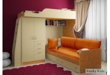 кровать-чердак Фанки Кидз 4 с подушками 