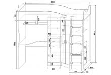 Схема кровати чердака Фанки Кидз-7 со встроенным столом