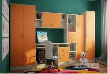 Детская комната Фанки Кидз (с ДСП фасадами: шкаф две двери 13/2 + стол с надстройкой 13/14 + стеллаж 13/9 + шкаф 1дв. 13/10)
