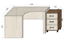 схема и размеры углового письменного стола ФТ-10
