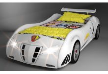 Спортивная кровать в виде машины Энзо горящие фары, цвет белый