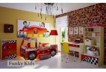 Детская кровать Пожарная машина и мебель Фанки Авто