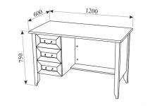 схема и размеры писменного стола Классика 38 попугаев 