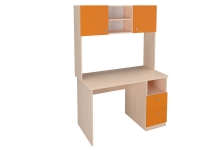 Письменный стол с надстройкой Дуб молочный/Оранжевый