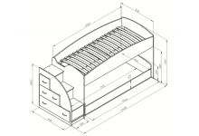 Двухъярусная кровать Дюймовочка 4.2 схема с размерами