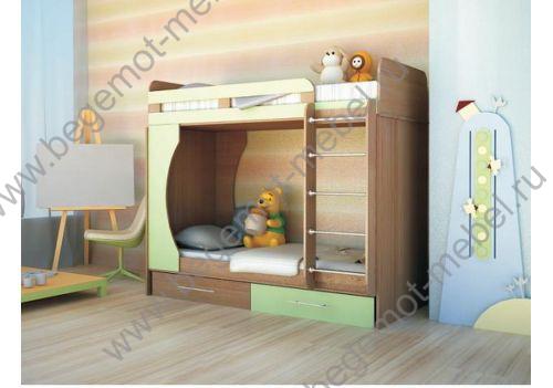Детская кровать двухярусная Орбита-2 (Бук /лайм) - мебель детям 200х80