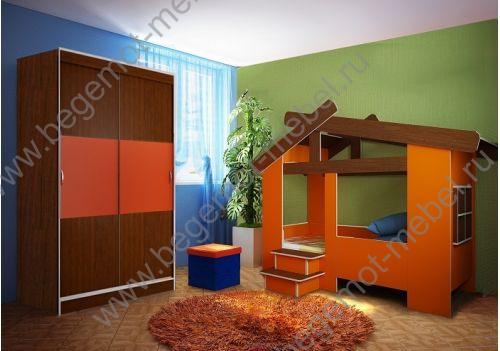 оранжевая комната для детей + кровать в виде домика 13/64СВ