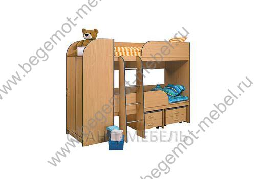 Двухъярусная кровать приют-2 со шкафом