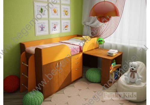 Детская кровать чердак Фанки Кидз 10 с выдвижным столом