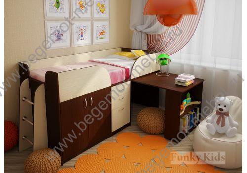 Кровать-чердак Фанки Кидз 10 для детей с рабочей зоной 