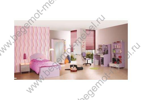 Детская мебель Флауэр (Цветок) - комп №2: кровать, тумба прикров, 2-х ств шкаф, стол письмен + надстройка, стеллаж