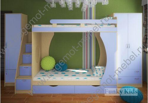 Готовая комната для детей Фанки Кидз 2 с модулями для хранения: шкаф, пенал и тумба-лестница