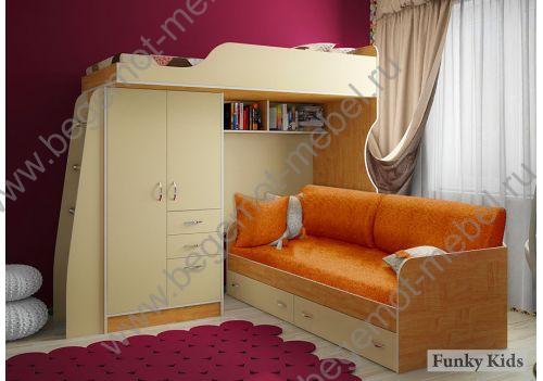 кровать-чердак Фанки Кидз 4 с подушками 