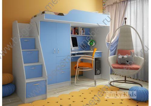 Детская мебель Фанки -4 сосна лоредо голубой
