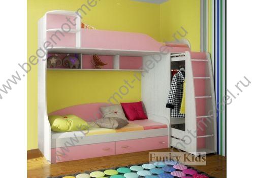 Двухъярусная кровать Фанки Кидз 12 для девочек