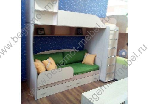 Фанки Кидз 12 кровать двухъярусная со встроенным шкафом