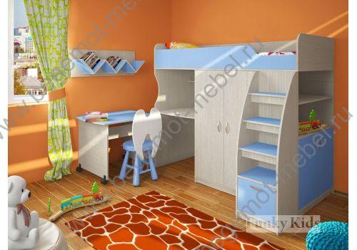 Кровать для мальчика Фанки Кидз-18 корпус сосна -фасад голубой