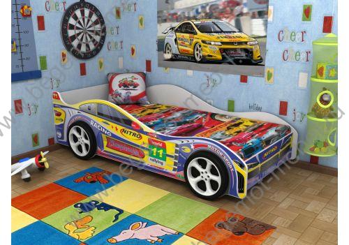 Так смотрится кровать машина Турбо с пластиковыми колесами