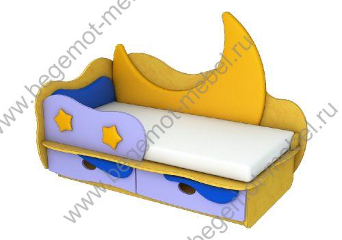 Кровать для детей Лунная Сказка Месяц 3+бортик листок 