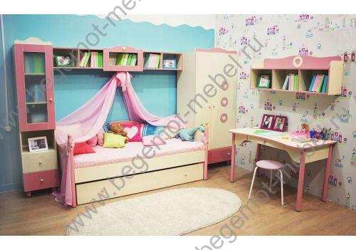 комплект детской мебели для девочек в розовом цвете Принцесса 