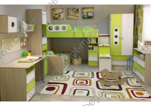 детская мебель Беби бум, цвет корпуса: ясень шимо светлый, цвет фасада: лайм/белый