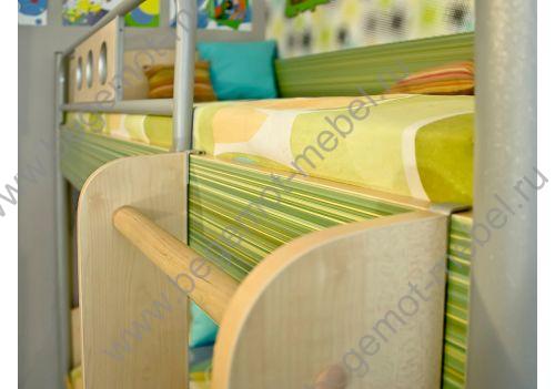 кровать-чердак полосатый рейс для детей и подростков в цвете лайм 