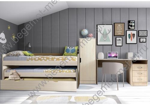 Детская комната для троих детей Фанки Кидз: кровать + пенал + письменный стол 