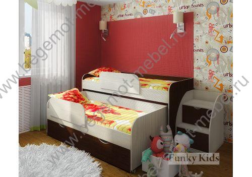 Двухъярусная детская кровать Фанки Кидз 8 сосна лоредо венге