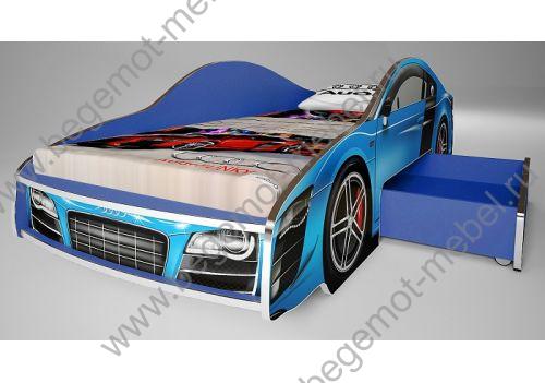 синяя кровать машина для детей ауди