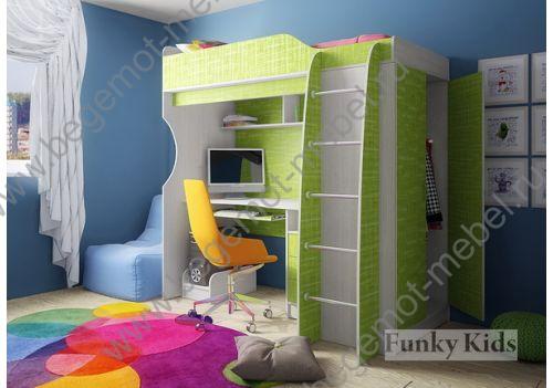 Детская кровать-чердак Фанки Кидз 11 с встроенным письменным столом 
