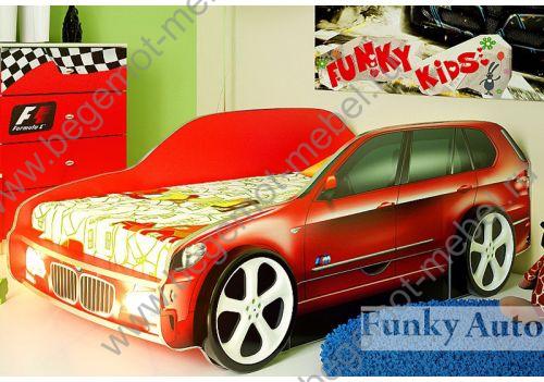 Кровать-машина BMW X5 красная с выдвижным ящиком, спальное место 170х80 см