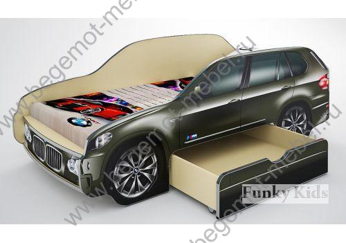 Кровать-машина BMW X5 мокрый асфальт с выдвижным ящиком спальное место 170х80 