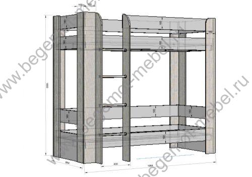 двухъярусная кровать Фанки Кидз 20 - схема и размеры