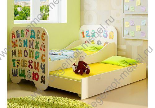 Детская кровать Алфавит с выдвижным спальным местом
