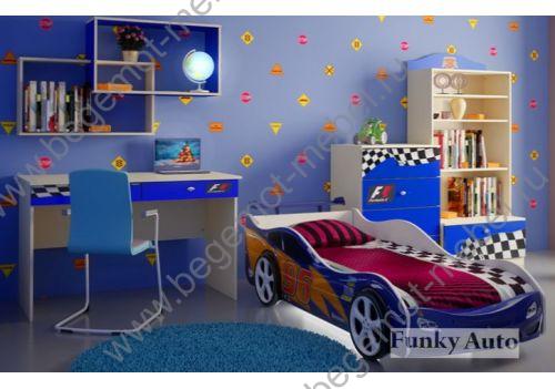 Детская кровать Форсаж Кар 3D и мебель Фанки Авто