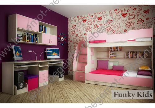 детская кровать Фанки Кидз 21 сосна лоредо / розовый 