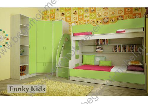 Детская кровать для троих детей Фанки Кидз 21 + модули Фанки 