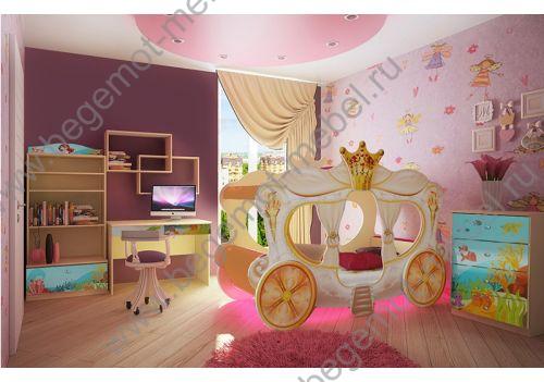 Детская мебель Русалочка Фанки Бэби + детская кровать Карета Золушка с подсветкой 