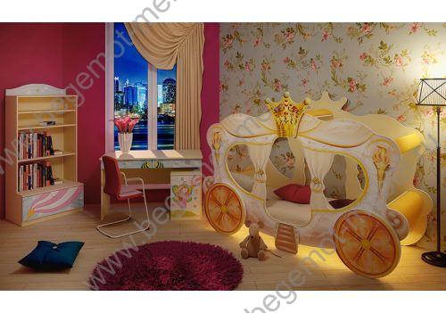 Карета Золушка с подсветкой и мебель Фея Фанки Бэби: письменный стол, стеллаж, тумба